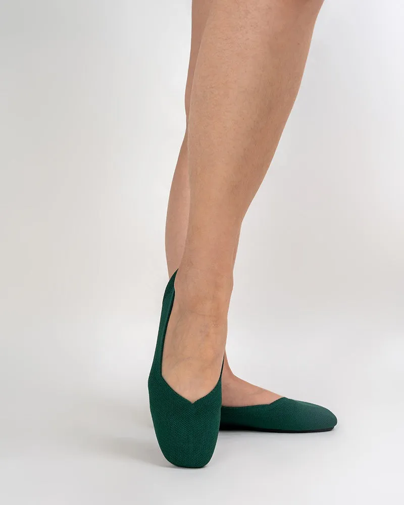 Solid Color V-Cut Square Toe Ballet Flats