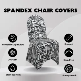 Stretch Spandex Banquet Chair Cover Black and White Zebra
