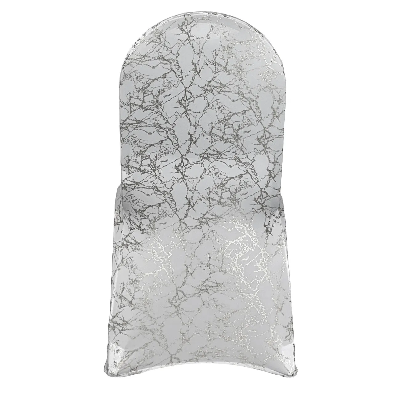 Stretch Spandex Banquet Chair Cover White With Silver Marbling