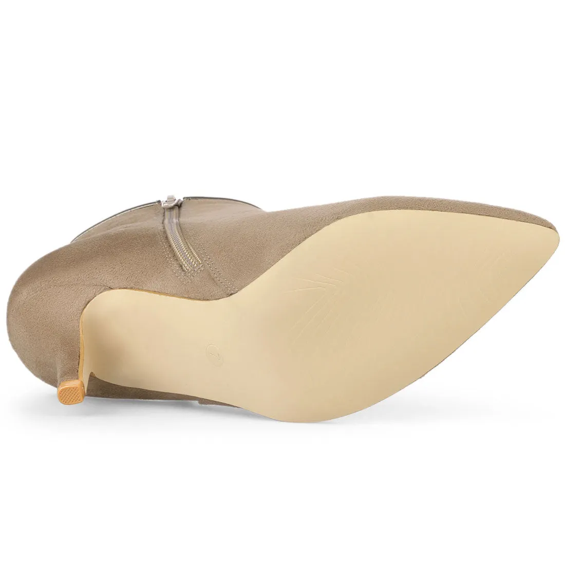 Suede Bow Decor Pointed Toe Stiletto Heel Ankle Boots