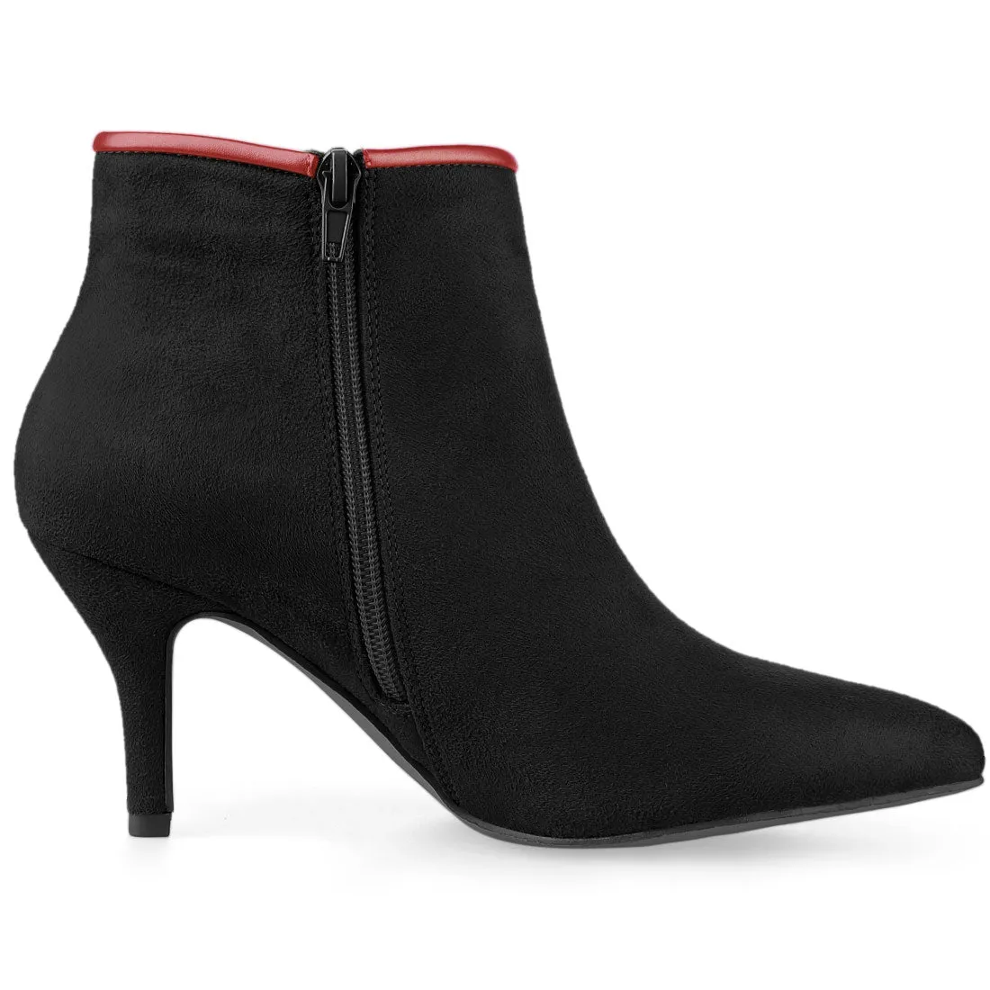 Suede Bow Decor Pointed Toe Stiletto Heel Ankle Boots