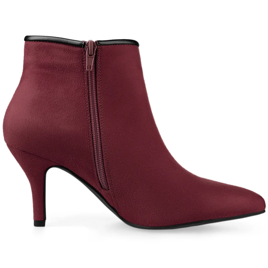 Suede Bow Decor Pointed Toe Stiletto Heel Ankle Boots