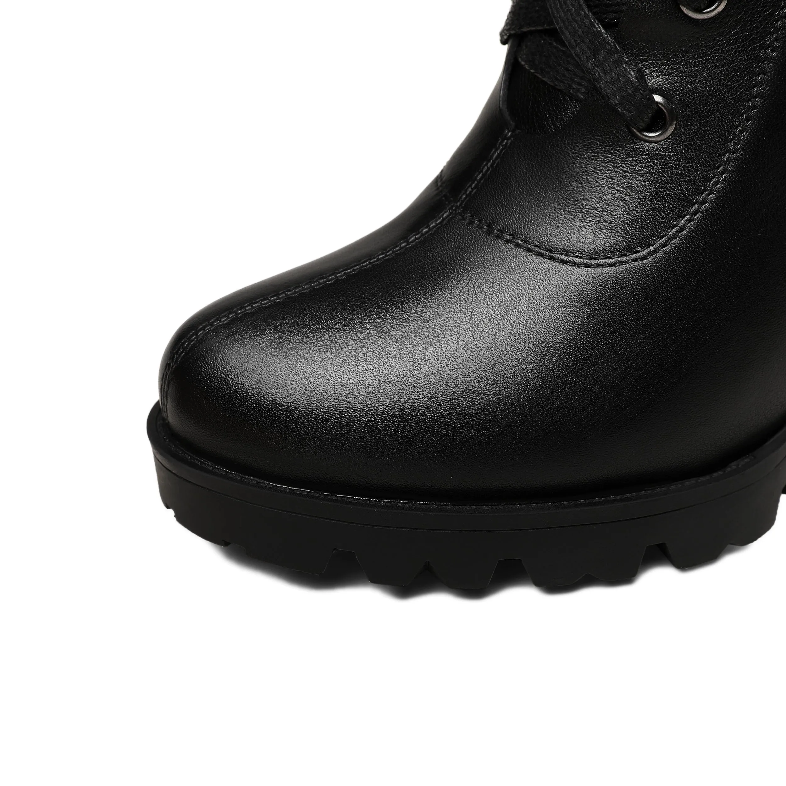 TinaCus Women's Round Toe Genuine Leather Selftie Zip Up Hnadmade High Chunky Heels Boots with Buckle
