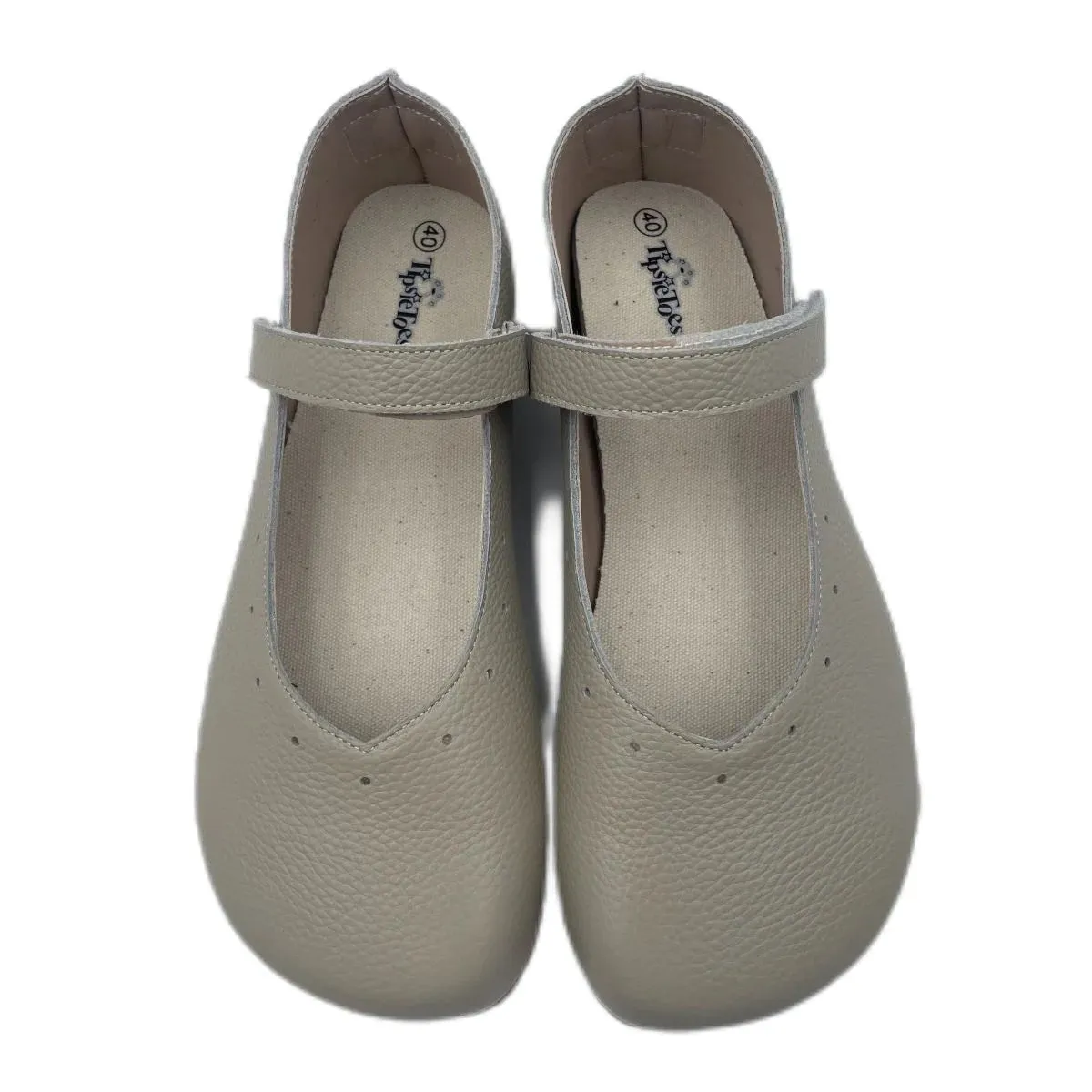 Tipsietoes Barefoot Genuine Leather Ballerina Mary Jean Women with Flat Soft Sole Zero Drop Wider Toes Box