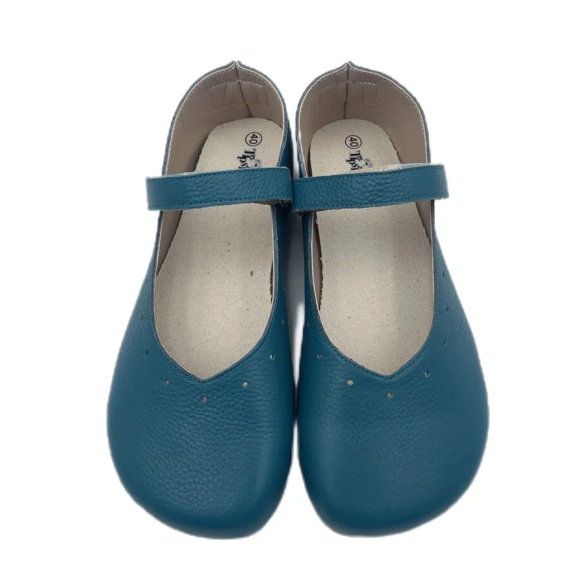 Tipsietoes Barefoot Genuine Leather Ballerina Mary Jean Women with Flat Soft Sole Zero Drop Wider Toes Box