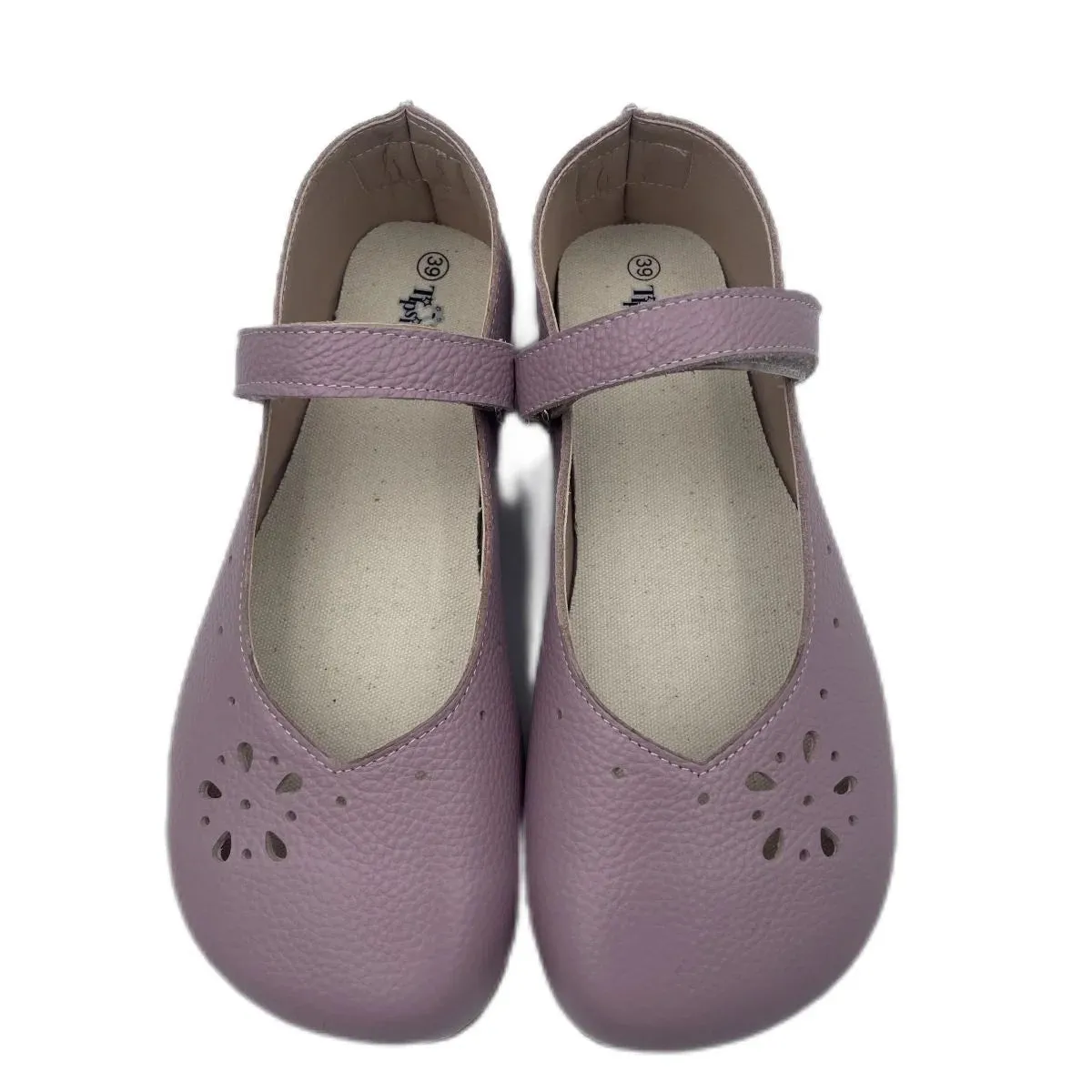 Tipsietoes Barefoot Genuine Leather Ballerina Mary Jean Women with Flat Soft Sole Zero Drop Wider Toes Box