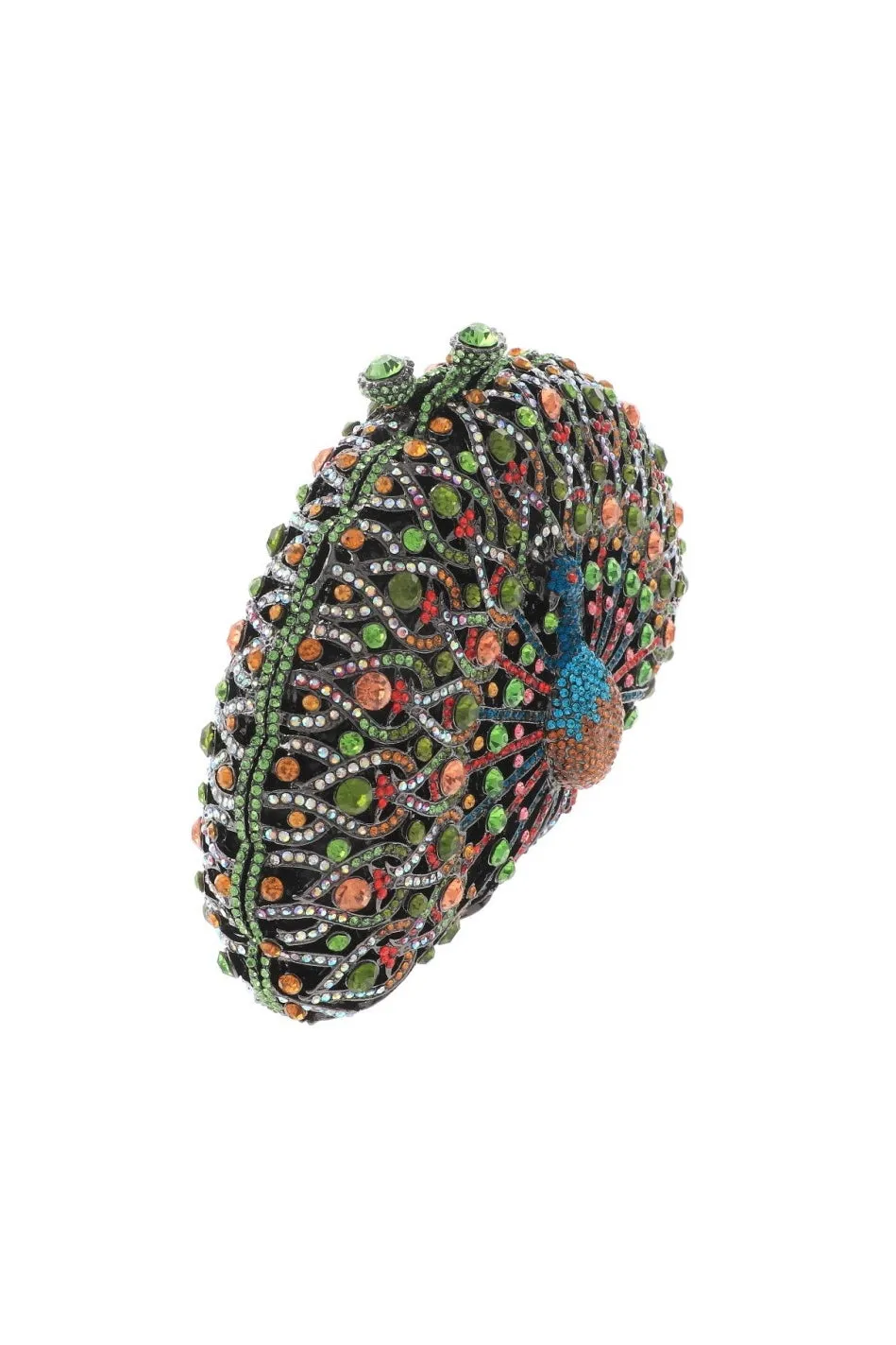 Uretro Crystal Rhinestone Embellished Peacock Evening Clutch