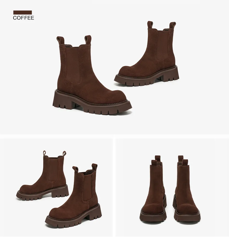 USS Shoes Kai Women's Cow Suede Chelsea Elastic Band Boots
