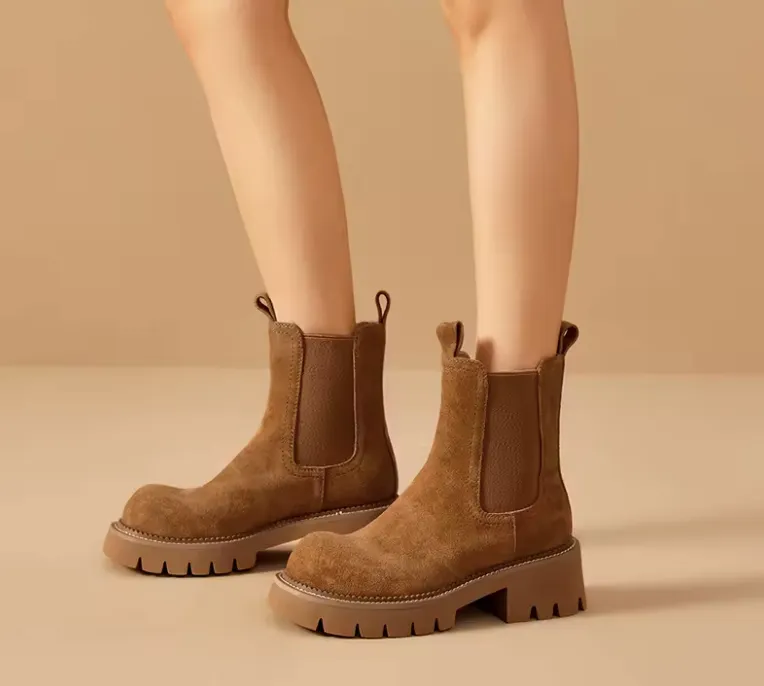 USS Shoes Kai Women's Cow Suede Chelsea Elastic Band Boots