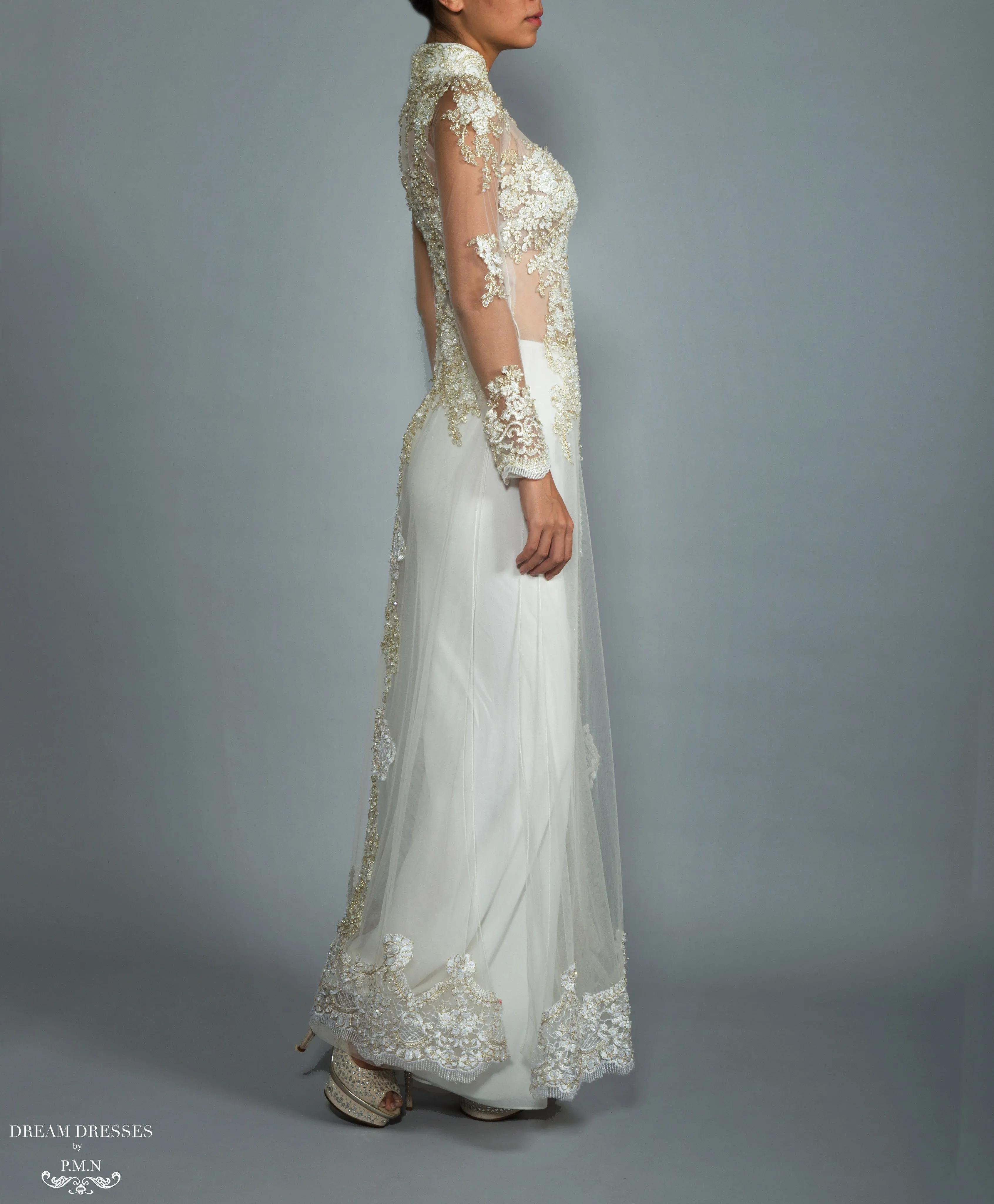White Bridal Ao Dai | Custom Made Vietnamese Bridal Dress (#NADINE)