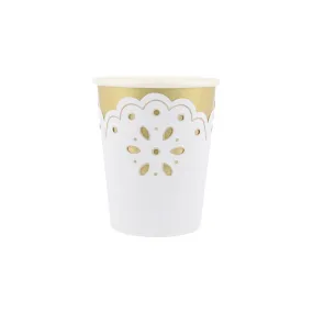 White Lace Party Cups 6pk.