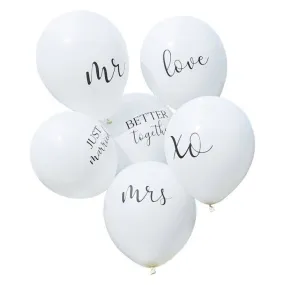 White Latex Graphic Wedding Balloon Bouquet - Pack of 6 S5026