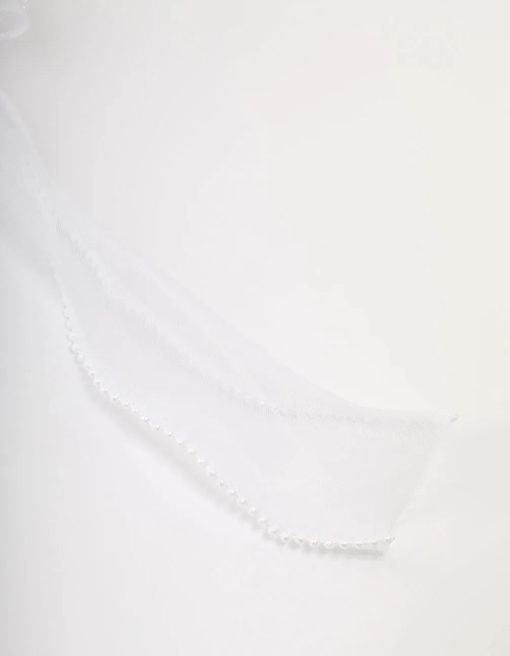 White Organza Fabric & Pearl Bow Hair Clip