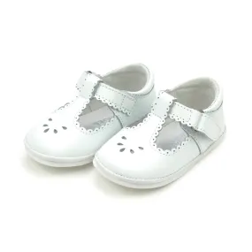 White scalloped t-strap mary jane