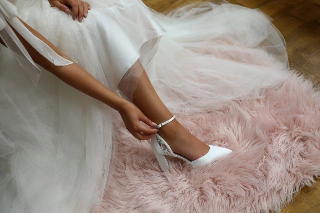 Wide Fit Wedding Shoe, Ivory Satin, By Perfect Bridal, INDI-WF