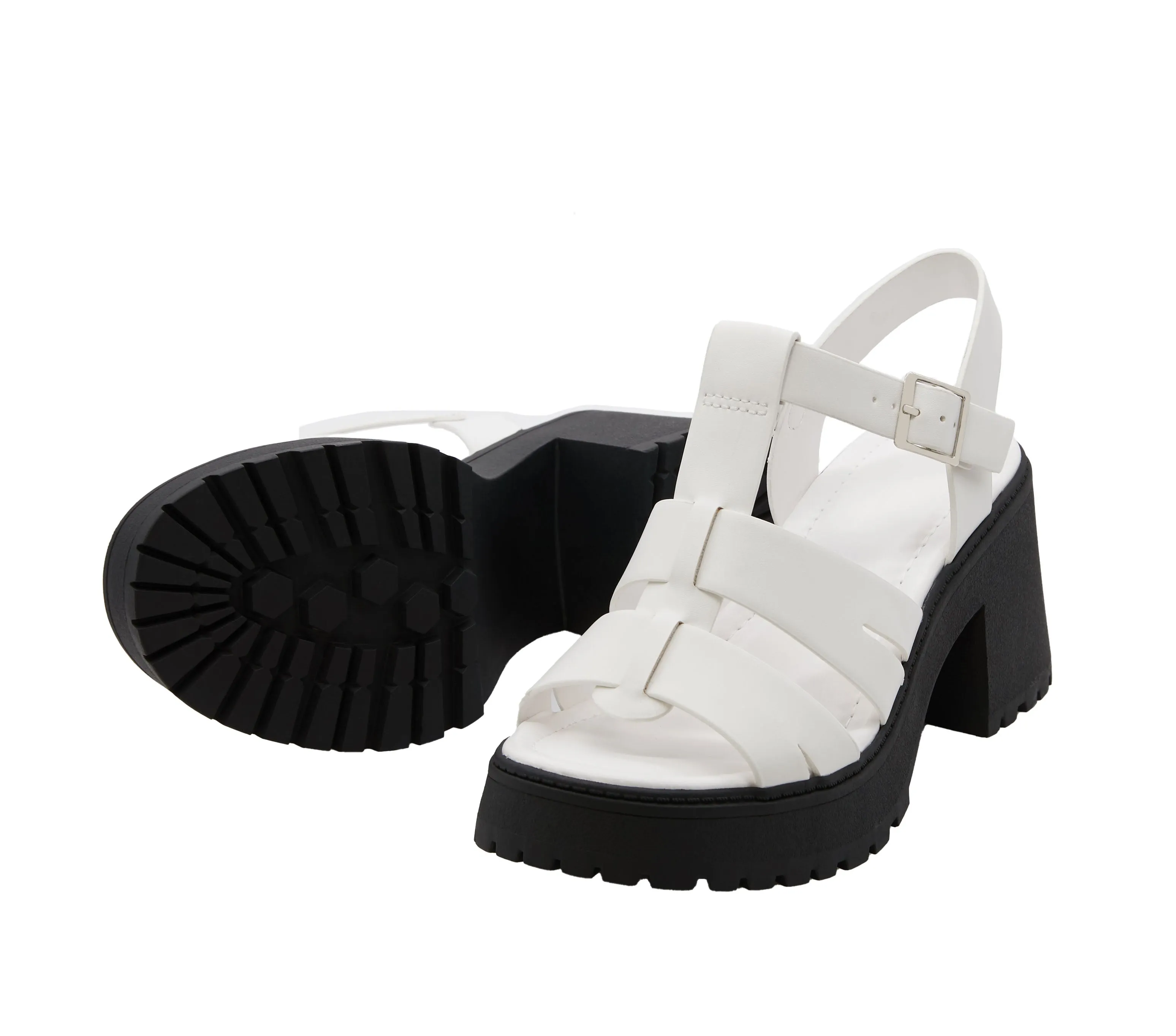 Women's Banded Platform Heel Sandal with Adjustable Ankle Strap