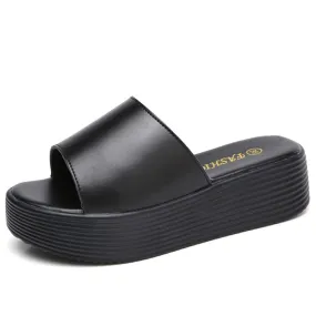 Women's leather thick bottom platform pretty street sandals