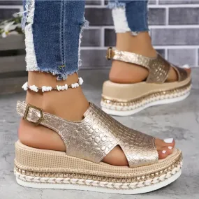 Women's Platform Sandals | Chic Metallic Design