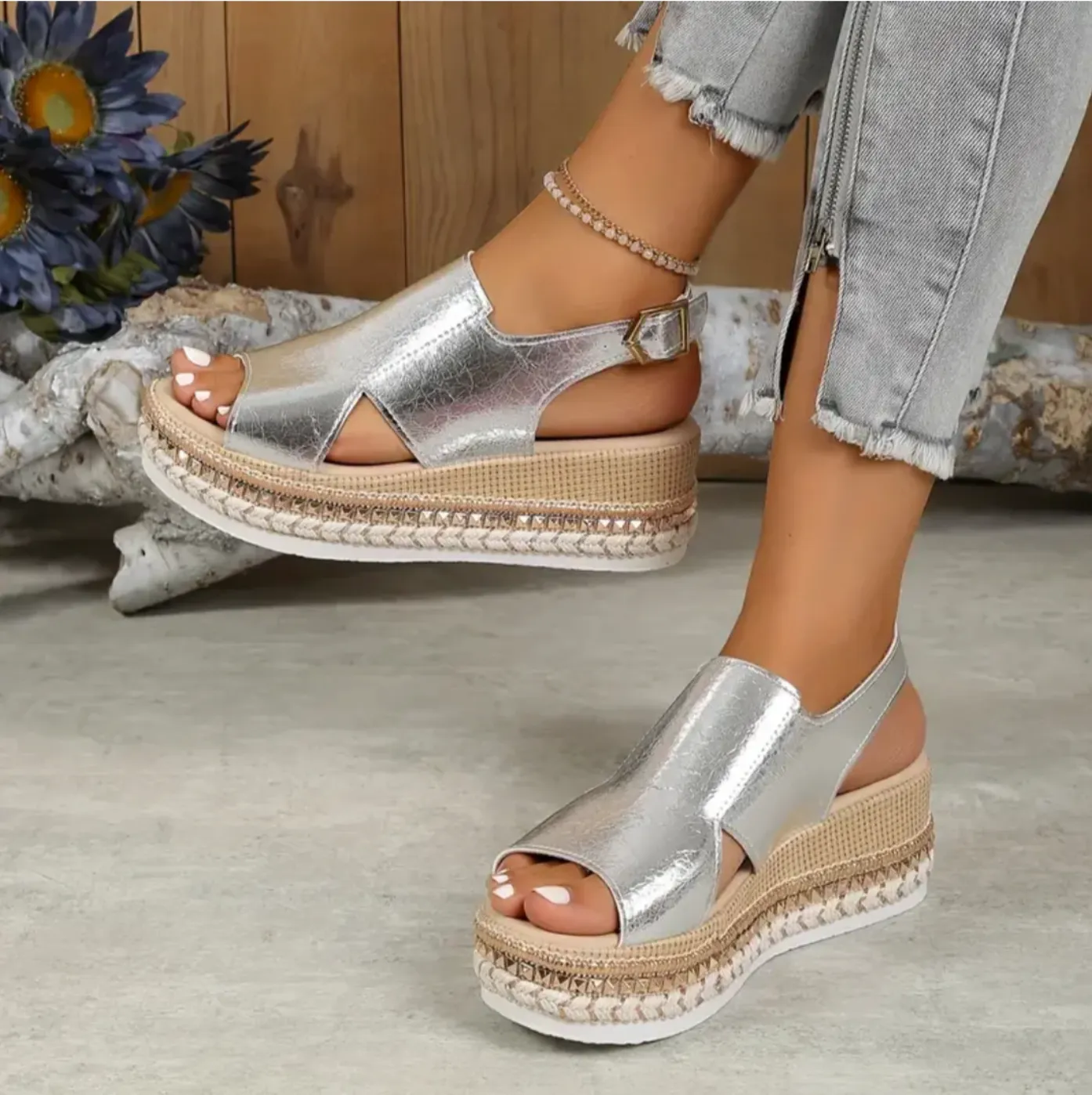 Women's Platform Sandals | Chic Metallic Design