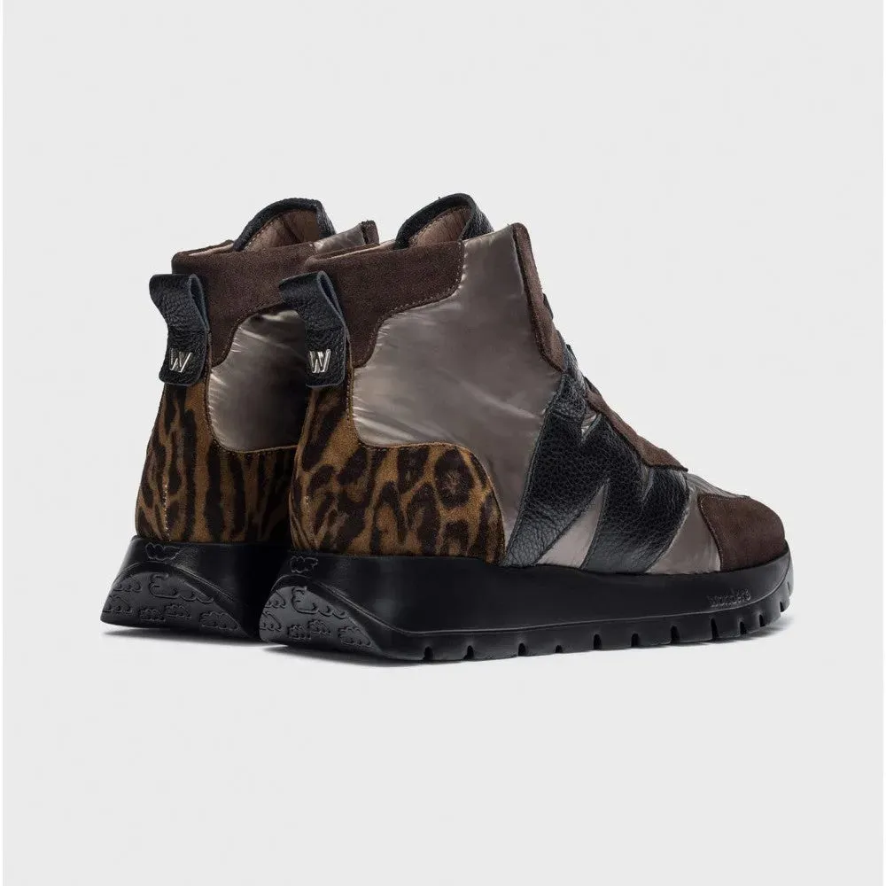 Wonders ENGLAND  Brown and Pewter Ankle Boots with Animal Print and WondersFly™ Technology