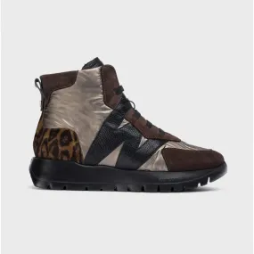 Wonders ENGLAND  Brown and Pewter Ankle Boots with Animal Print and WondersFly™ Technology